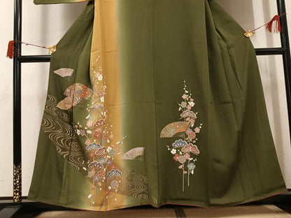 平和屋着物●訪問着　草花文　暈し染め　金彩　正絹　逸品　AABJ6292ph