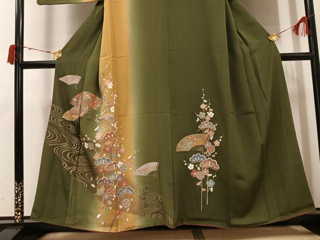 平和屋着物●訪問着　草花文　暈し染め　金彩　正絹　逸品　AABJ6292ph