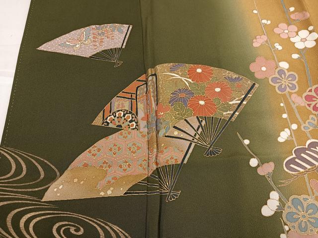 平和屋着物●訪問着　草花文　暈し染め　金彩　正絹　逸品　AABJ6292ph