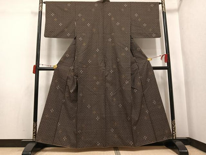 平和屋着物●本場大島紬　一元7マルキ　菱文　正絹　逸品　AABJ6294ph