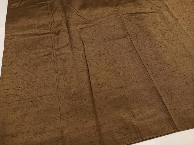 平和屋着物●男性　紬　アンサンブル　色無地　朽葉色　正絹　逸品　AABJ6295ph