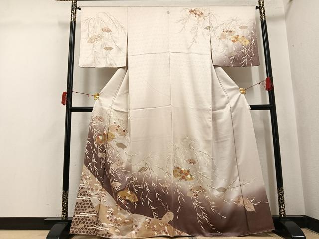 平和屋着物●訪問着　地紙草花文　暈し染め　金彩　ますいわ屋扱い　正絹　逸品　AABJ6296ph