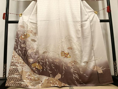 平和屋着物●訪問着　地紙草花文　暈し染め　金彩　ますいわ屋扱い　正絹　逸品　AABJ6296ph