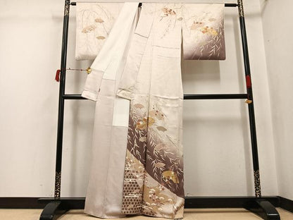 平和屋着物●訪問着　地紙草花文　暈し染め　金彩　ますいわ屋扱い　正絹　逸品　AABJ6296ph