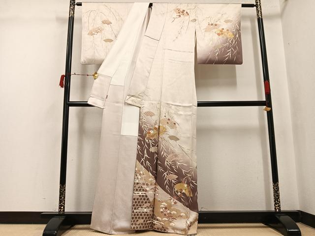 平和屋着物●訪問着　地紙草花文　暈し染め　金彩　ますいわ屋扱い　正絹　逸品　AABJ6296ph
