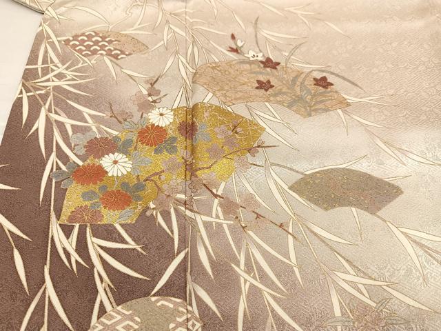 平和屋着物●訪問着　地紙草花文　暈し染め　金彩　ますいわ屋扱い　正絹　逸品　AABJ6296ph