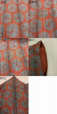 平和屋着物●上質な紬　雲絞り　亀甲　正絹　逸品　AABJ6300ph
