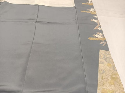 平和屋着物●京の名門　じゅらく謹製　帝王紫(古代帝王紫)　訪問着　駒刺繍　草花文　金彩　正絹　逸品　AABJ6303ph
