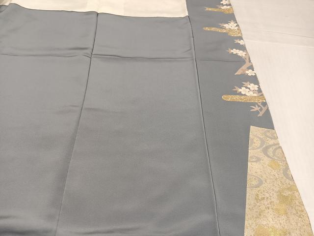 平和屋着物●京の名門　じゅらく謹製　帝王紫(古代帝王紫)　訪問着　駒刺繍　草花文　金彩　正絹　逸品　AABJ6303ph
