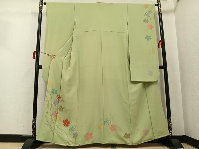 平和屋着物●豪華振袖　総刺繍　舞桜文　正絹　逸品　AABJ6304ph