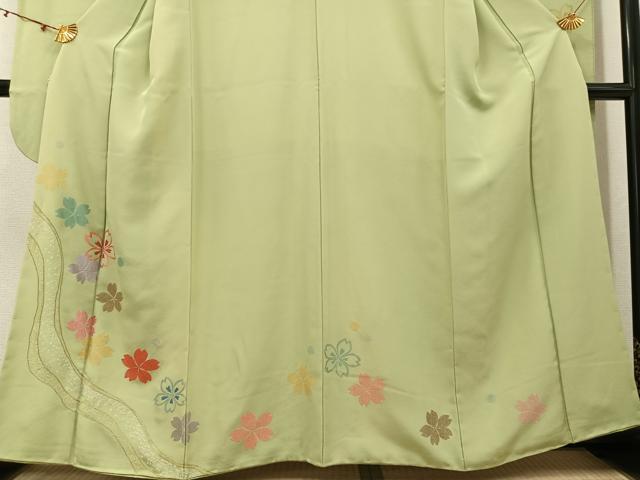 平和屋着物●豪華振袖　総刺繍　舞桜文　正絹　逸品　AABJ6304ph