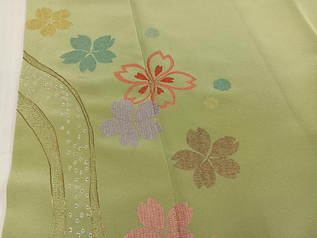 平和屋着物●豪華振袖　総刺繍　舞桜文　正絹　逸品　AABJ6304ph