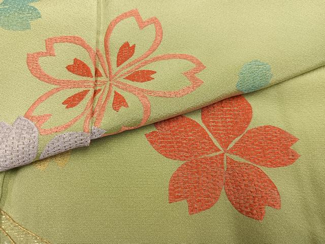平和屋着物●豪華振袖　総刺繍　舞桜文　正絹　逸品　AABJ6304ph
