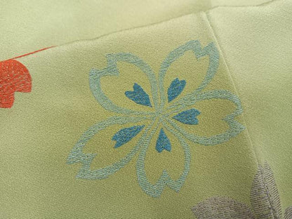 平和屋着物●豪華振袖　総刺繍　舞桜文　正絹　逸品　AABJ6304ph