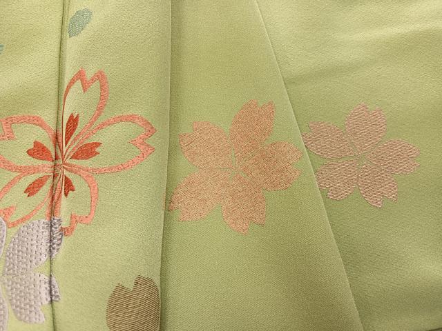平和屋着物●豪華振袖　総刺繍　舞桜文　正絹　逸品　AABJ6304ph