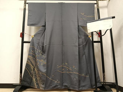平和屋着物●訪問着　枝花文　丹後ちりめん　金彩　反端付き　正絹　逸品　未使用　AABJ6311ph