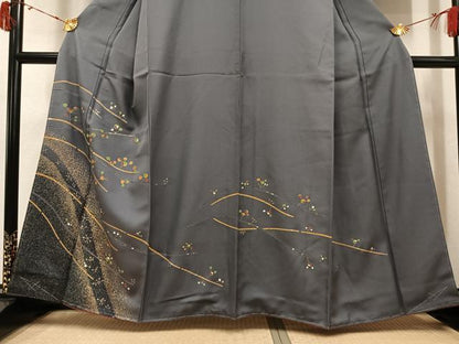 平和屋着物●訪問着　枝花文　丹後ちりめん　金彩　反端付き　正絹　逸品　未使用　AABJ6311ph