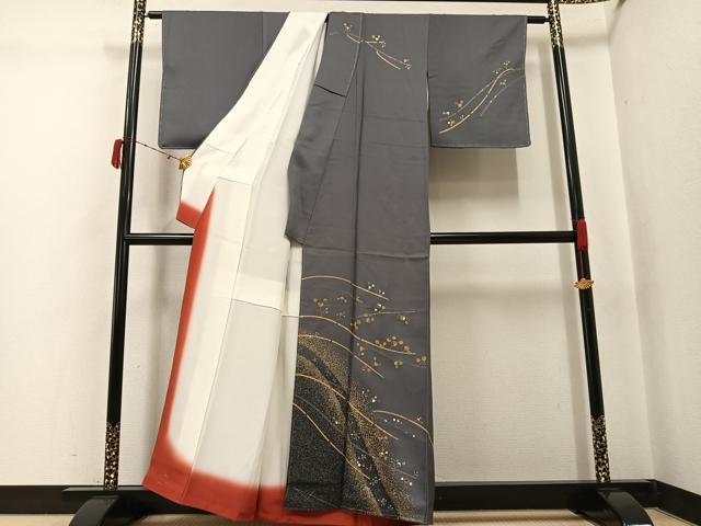平和屋着物●訪問着　枝花文　丹後ちりめん　金彩　反端付き　正絹　逸品　未使用　AABJ6311ph