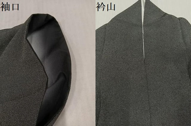平和屋着物●江戸小紋　鮫小紋柄　黒地　洗える着物　AABJ6316ph