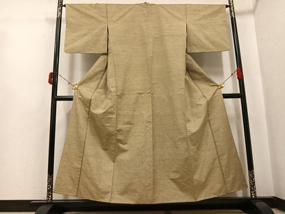 平和屋着物●上質な紬　色無地　榛色　正絹　逸品　AABJ6318ph