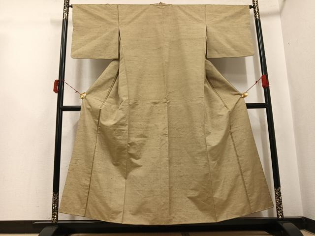 平和屋着物●上質な紬　色無地　榛色　正絹　逸品　AABJ6318ph