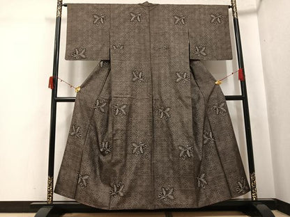 平和屋着物●本場大島紬　カタス7マルキ　総絣　麻の葉唐草文　正絹　逸品　AABJ6319ph