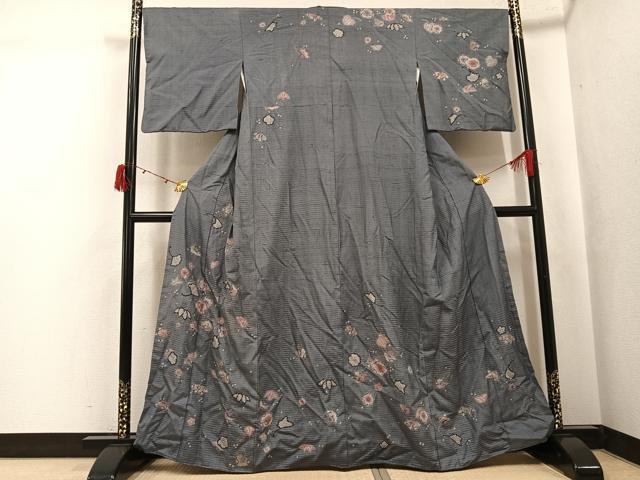 平和屋着物●訪問着　紬地　辻が花　正絹　逸品　AABJ6320ph