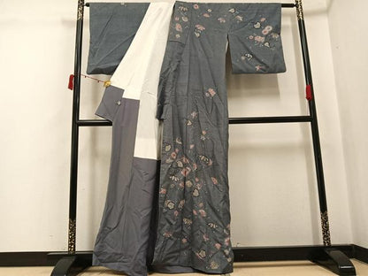 平和屋着物●訪問着　紬地　辻が花　正絹　逸品　AABJ6320ph