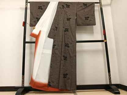 平和屋着物●本場大島紬　カタス7マルキ　舞花文　正絹　逸品　AABJ6321ph