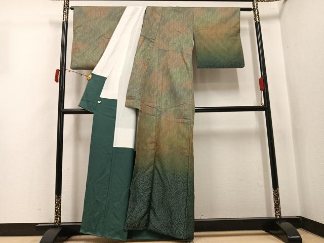 平和屋着物●訪問着　お召地　霞文　正絹　逸品　AABJ6323ph