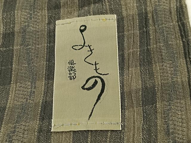 平和屋着物●小紋　格子　綿麻　AABJ6324ph