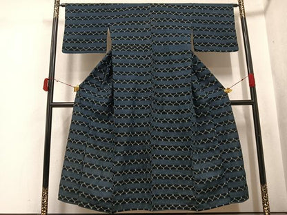 平和屋着物●久留米絣　単衣　横段文　綿　逸品　AABJ6325ph