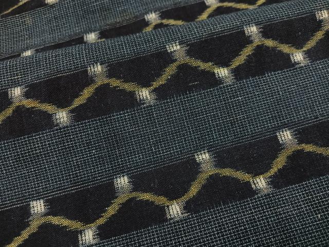 平和屋着物●久留米絣　単衣　横段文　綿　逸品　AABJ6325ph