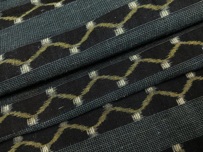 平和屋着物●久留米絣　単衣　横段文　綿　逸品　AABJ6325ph