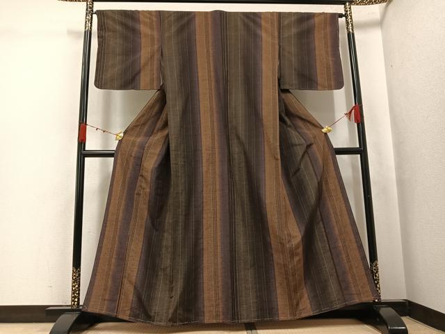 平和屋着物●上質な紬　間道　正絹　逸品　未使用　AABJ6329ph