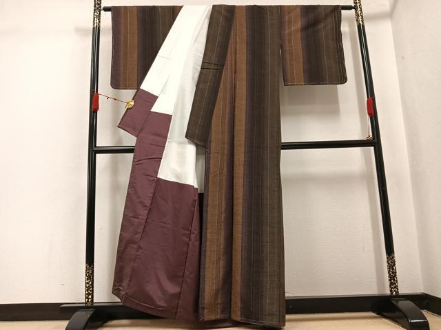 平和屋着物●上質な紬　間道　正絹　逸品　未使用　AABJ6329ph