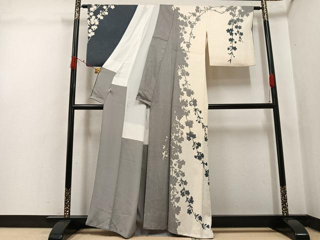 平和屋着物●訪問着　枝垂れ桜シルエット　正絹　逸品　AABJ6330ph