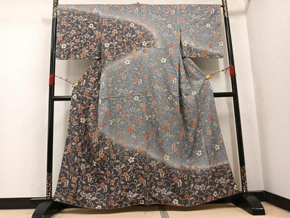 平和屋着物●訪問着　花唐草文　暈し染め　金彩　正絹　逸品　AABJ6331ph