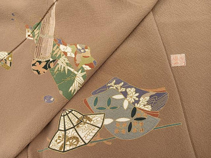 平和屋着物●訪問着　作家物　刺繍　楽器吉祥文　正絹　逸品　AABJ6334ph