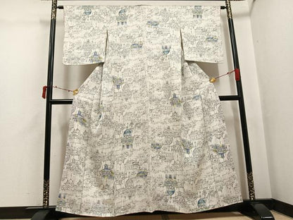 平和屋着物●上質な小紋　西洋風景　正絹　逸品　AABJ6342ph