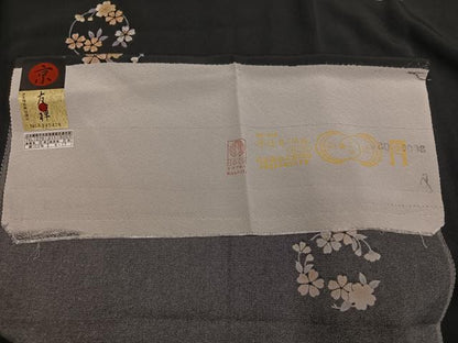 平和屋着物●上質な小紋　京友禅　草花文　黒地　丹後ちりめん　反端付き　正絹　逸品　AABJ6343ph
