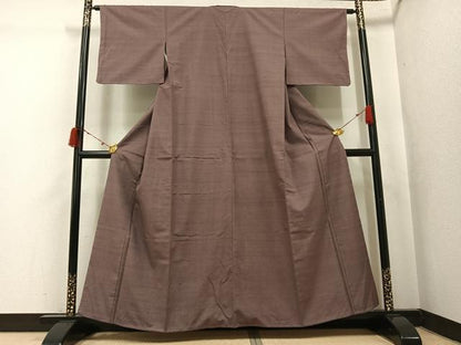 平和屋着物●上質な紬　色無地　銀煤竹色　正絹　逸品　未使用　AABJ6346ph