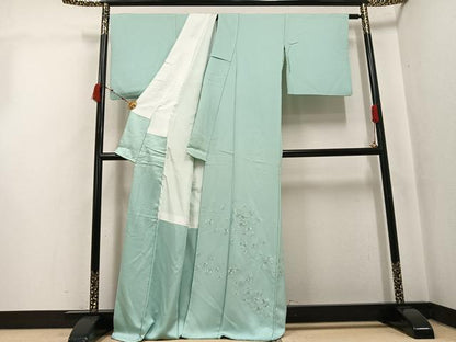 平和屋着物●豪華色留袖　総刺繍　舞花文　正絹　逸品　AABJ6347ph