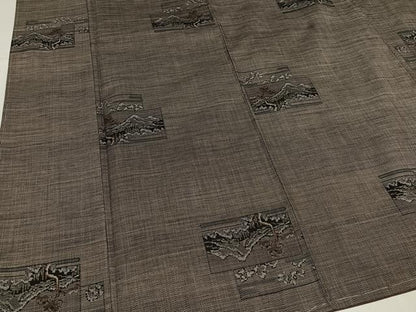 平和屋着物●本場大島紬　カタス9マルキ　色紙遠山樹林文　正絹　逸品　未使用　AABJ6348ph