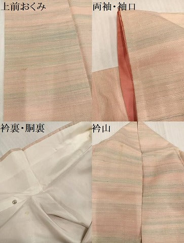 平和屋着物●紅花紬　米沢　霞文　正絹　逸品　AABJ6350ph