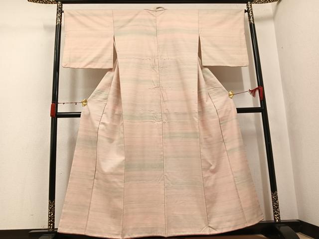 平和屋着物●紅花紬　米沢　霞文　正絹　逸品　AABJ6350ph