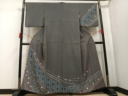 平和屋着物●訪問着　絞り　草花文　金彩　正絹　逸品　AABJ6354ph