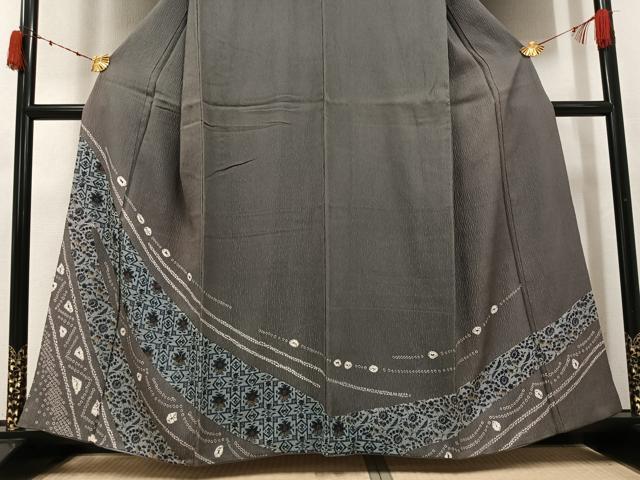 平和屋着物●訪問着　絞り　草花文　金彩　正絹　逸品　AABJ6354ph