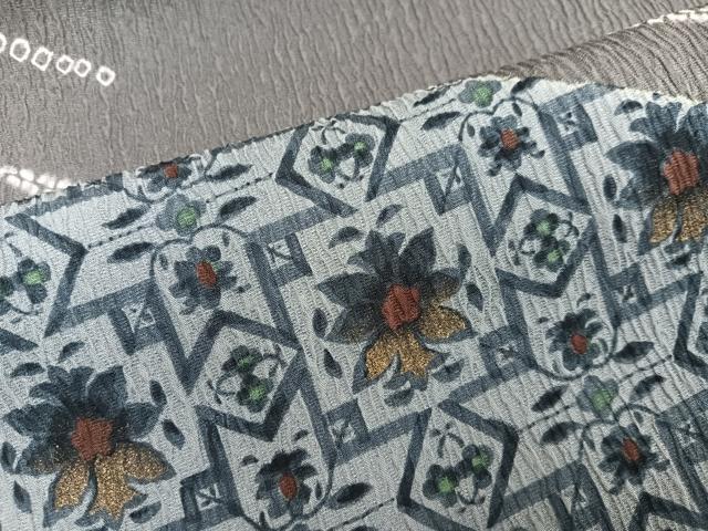 平和屋着物●訪問着　絞り　草花文　金彩　正絹　逸品　AABJ6354ph