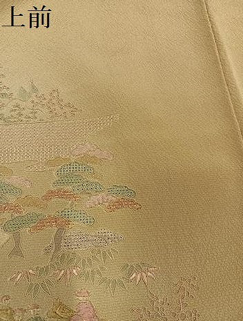 平和屋着物●中国三大刺繍　スワトウ刺繍　汕頭刺繍　訪問着　総刺繍　人物風景草花文　暈し染め　金糸　正絹　逸品　AABJ6355ph